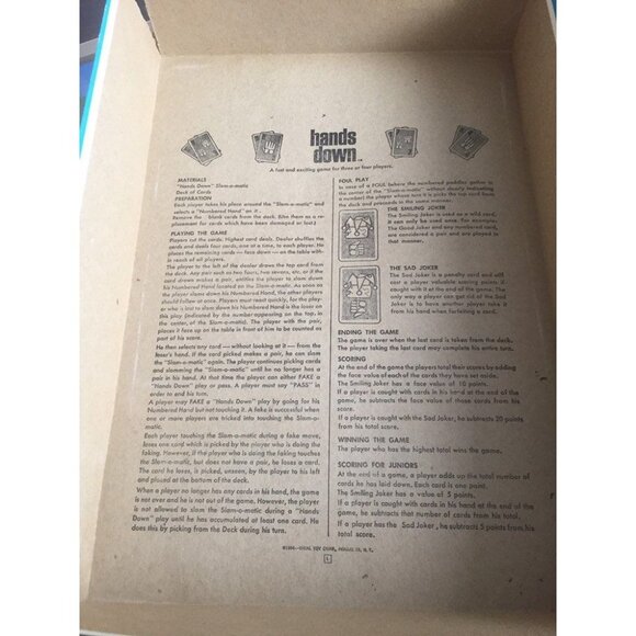 1964 Ideal Hands Down Slam-O-Matic Board Game Vintage Complete Game - Picture 7 of 10